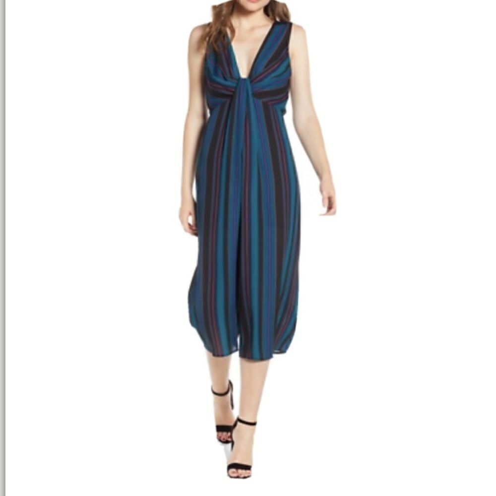Leith Crop Draped Striped Jumpsuit Size Small